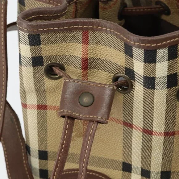 Authentic Burberrys Nova Check Shoulder Bag PVC Beige Gold - Picture 2 of 16